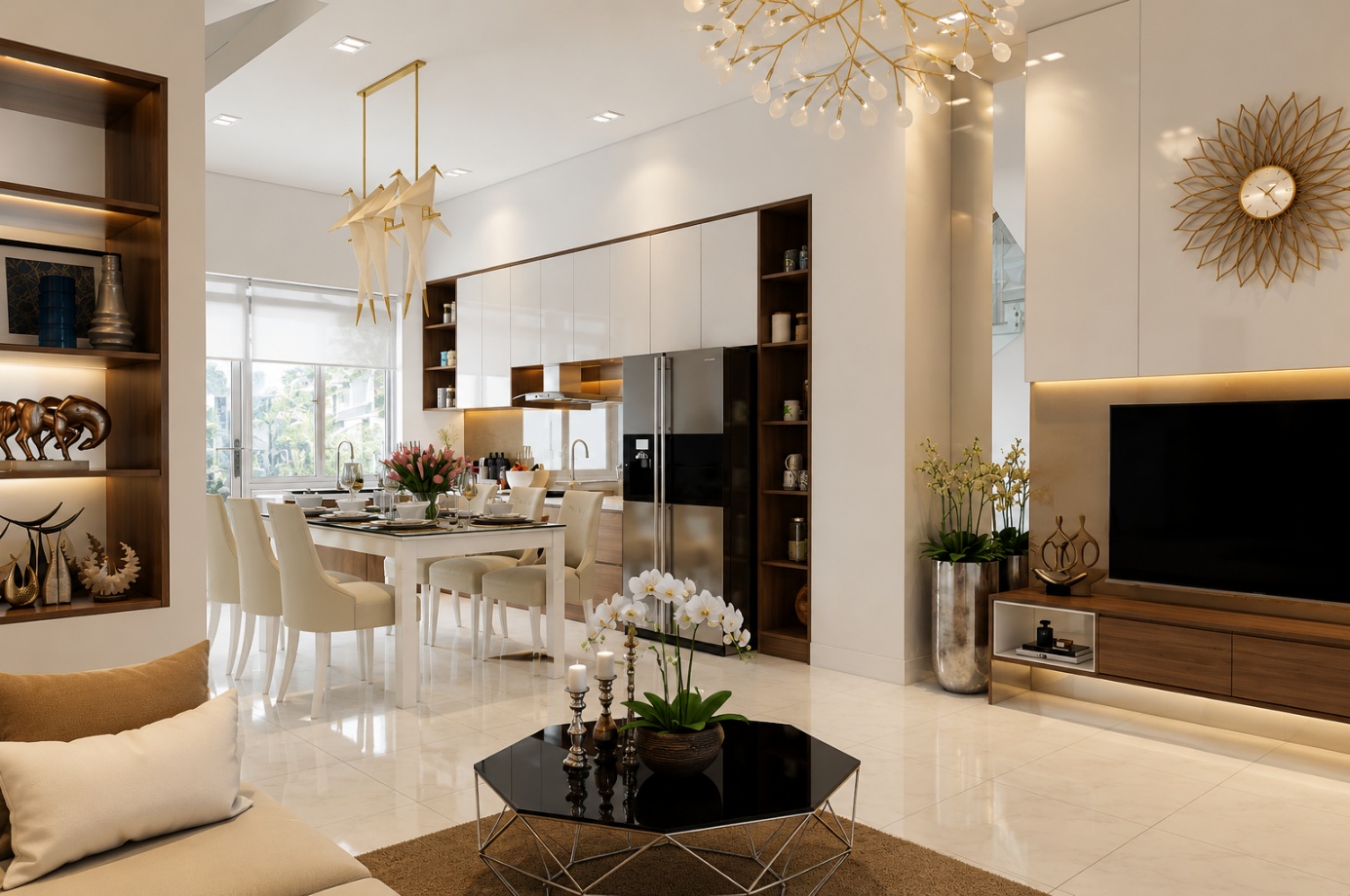 Bếp liền khách tạo nên không gian gần gũi, thân thiện