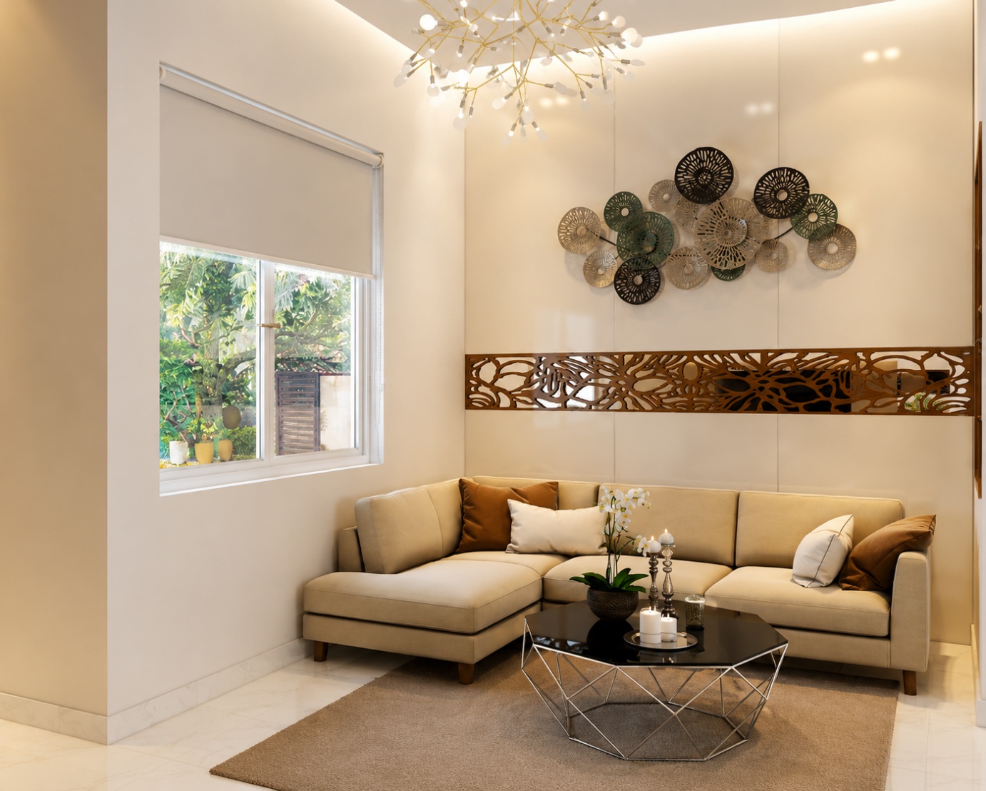 Bộ ghế sofa chữ L mang màu sắc nhã nhặn