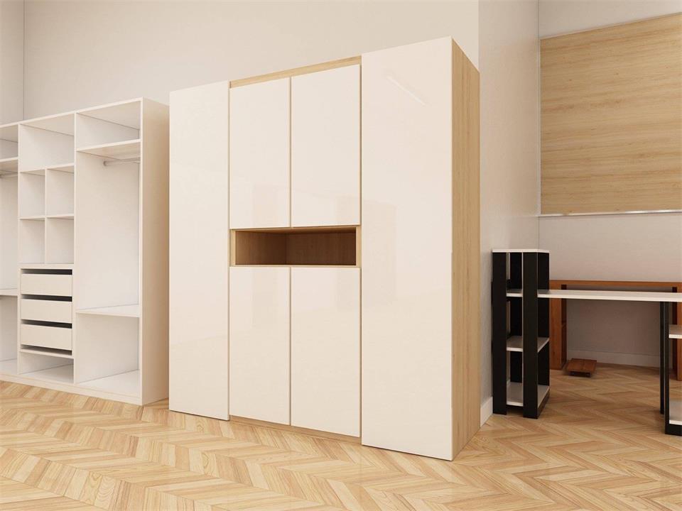 Mẫu tủ quần áo Melamine trắng hiện đại, sang trọng