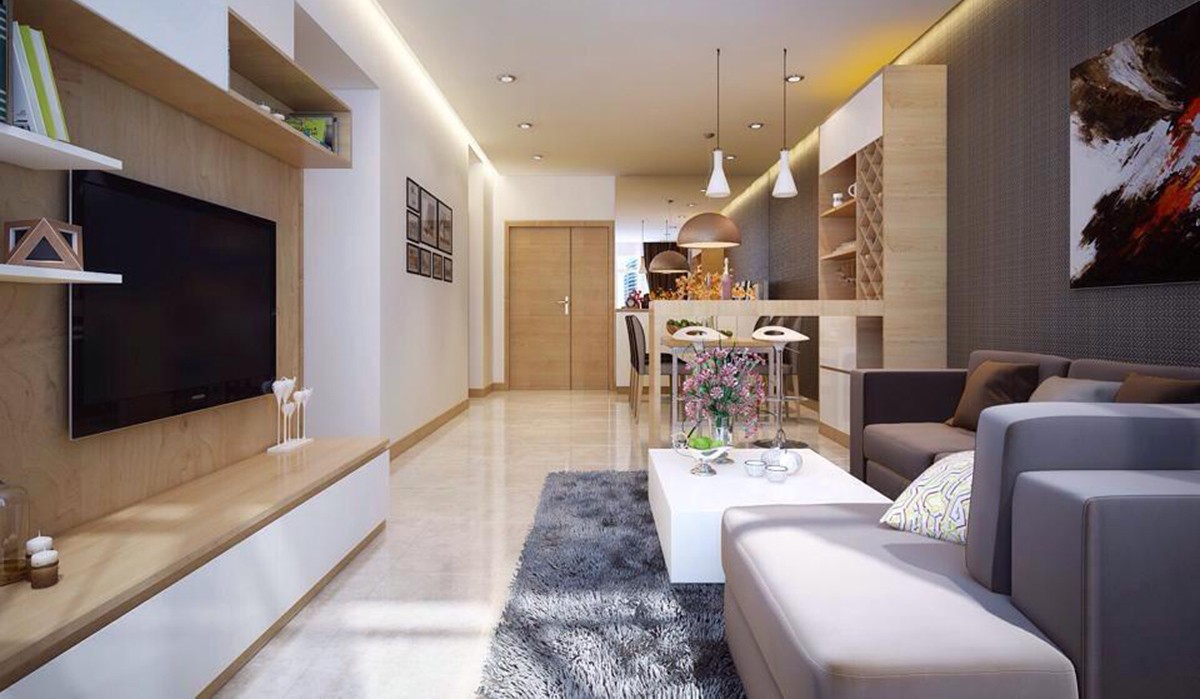 Nội thất chung cư gỗ công nghiệp phong cách hiện đại