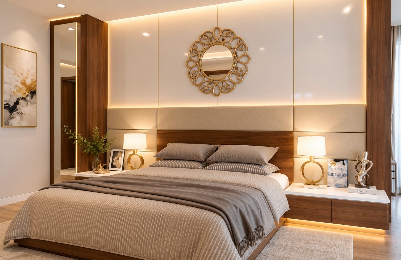 Phòng ngủ thiết kế táp đầu giường tiện nghi
