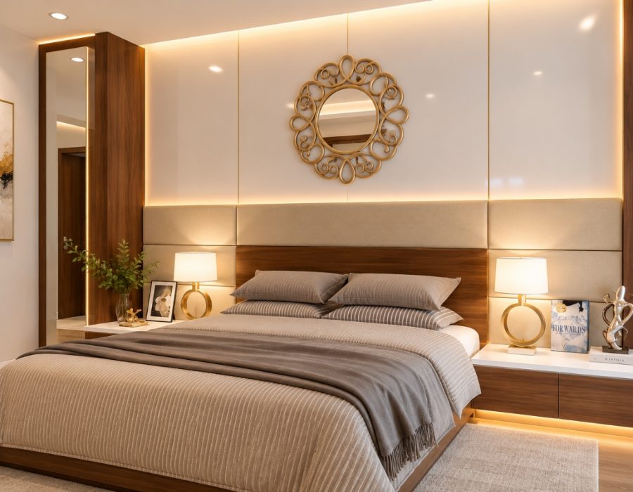 Phòng ngủ thiết kế táp đầu giường tiện nghi