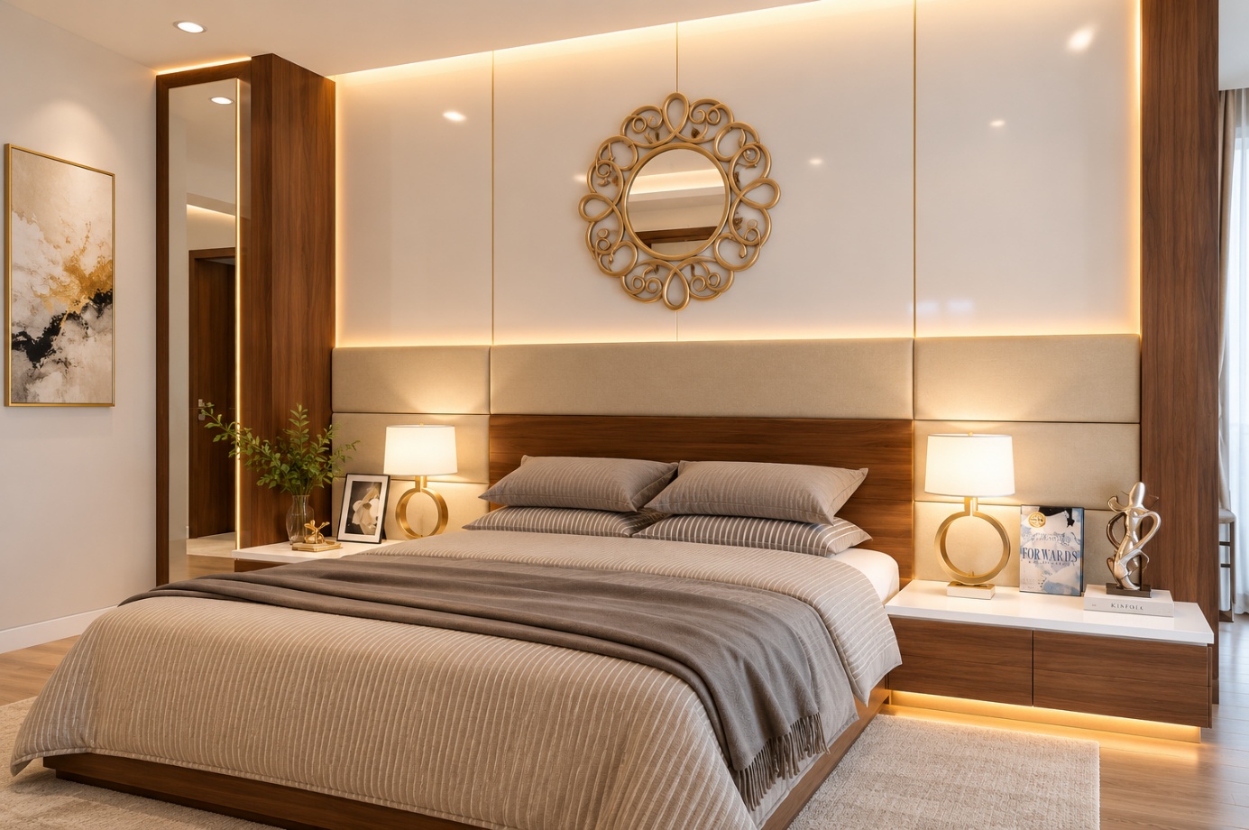 Phòng ngủ thiết kế táp đầu giường tiện nghi