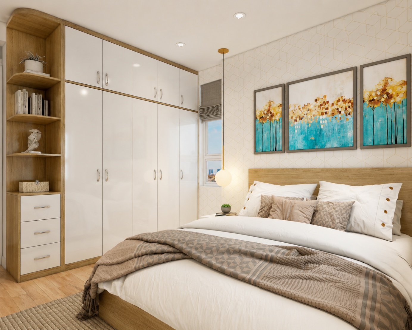 Tủ đựng quần áo kết hợp kệ trưng bày đa năng