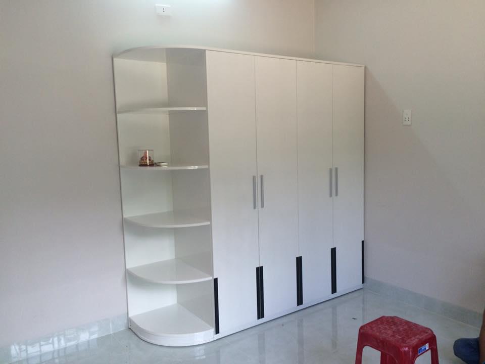 Tủ quần áo kết hợp kệ trang trí thiết kế tinh tế, đẹp mắt và tiện nghi