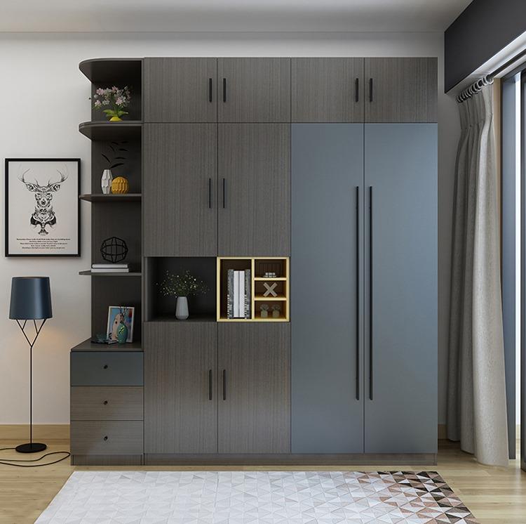 Tủ quần áo Melamine thiết kế kết hợp kệ trang trí đẹp mắt
